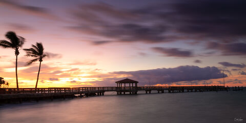 View of the pier at John & Mary Spottswood Waterfront Park in Key West.