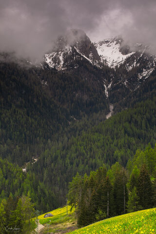 View on snow covered Alps in South Tyrol in Italy.