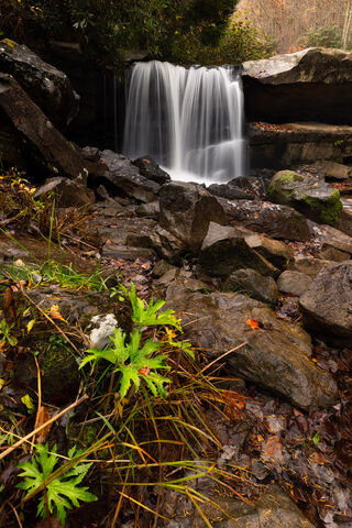 View of falls at Babcock State Park in West Virginia.