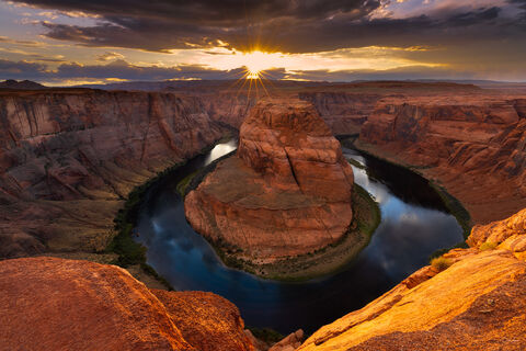 View of Horseshoe Bend in Page in Arizona at sunset.