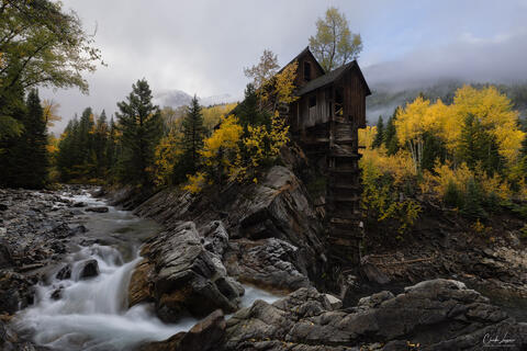 View of the Crystal Mill in Marble, Colorado during fall.