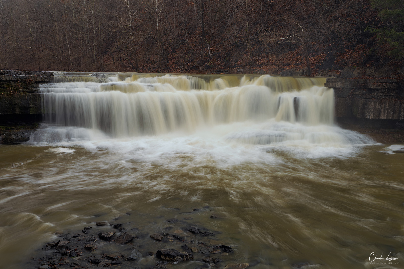 View of the lower falls at Taughannock Falls State Park in New York.