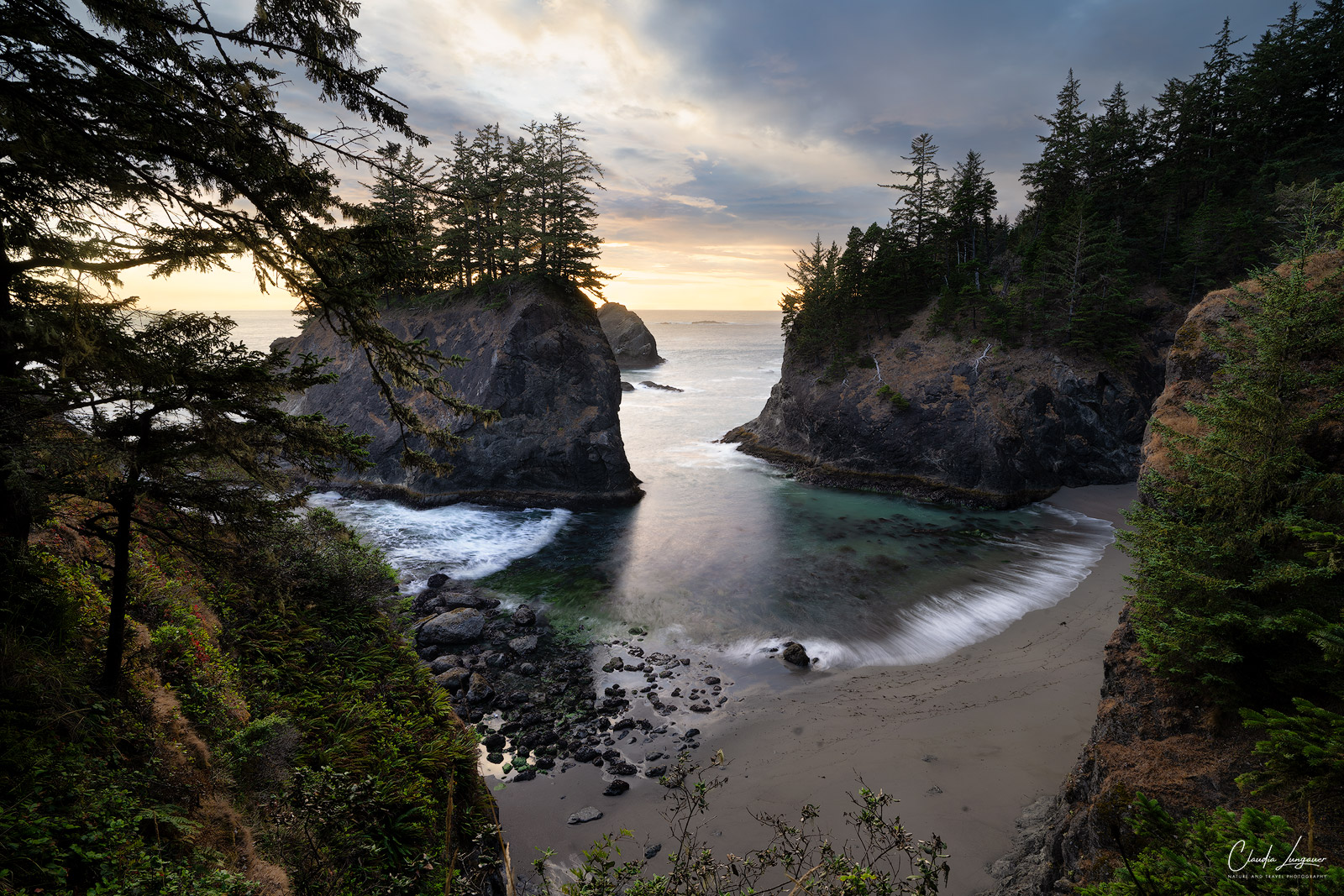 View of sea stack at Samuel H. Boardman State Park in Oregon.