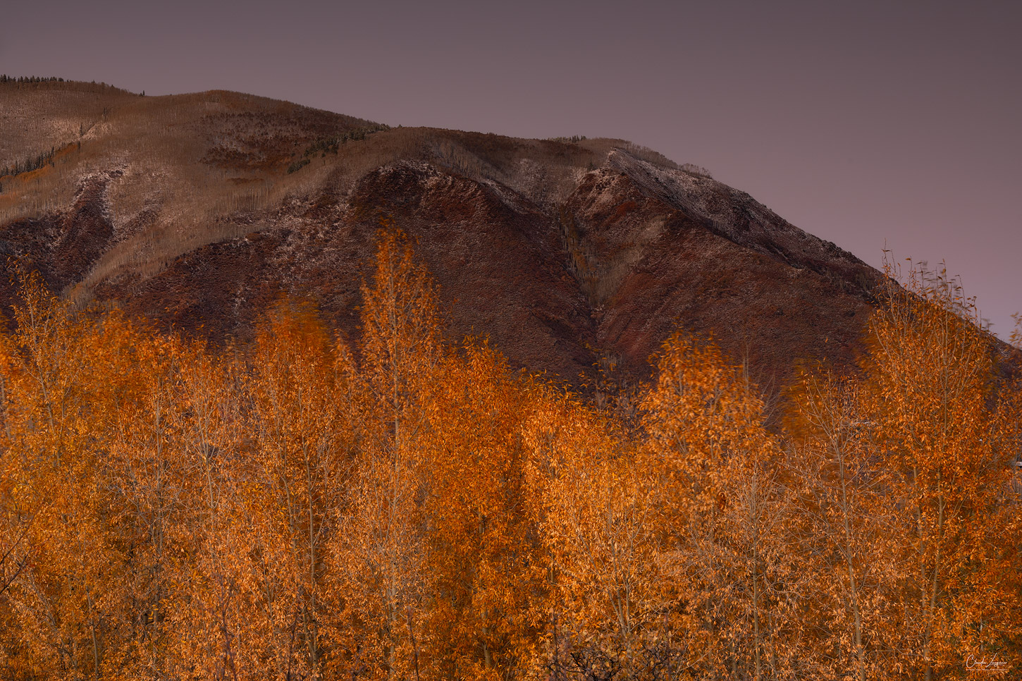 Sunset over Red Mountain near Aspen in Colorado.