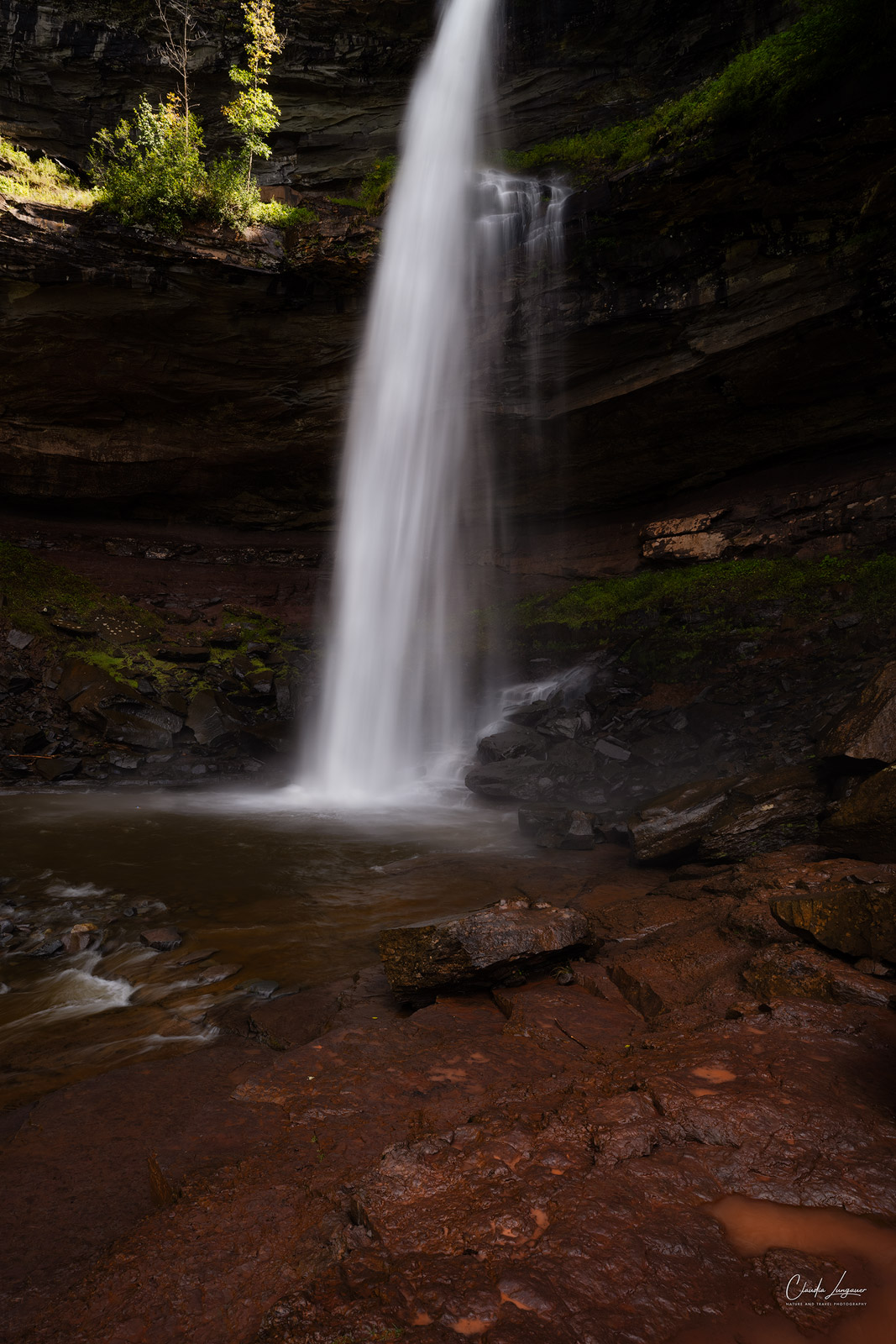 View of Kaaterskill Falls in the eastern Catskill Mountains of New York.
