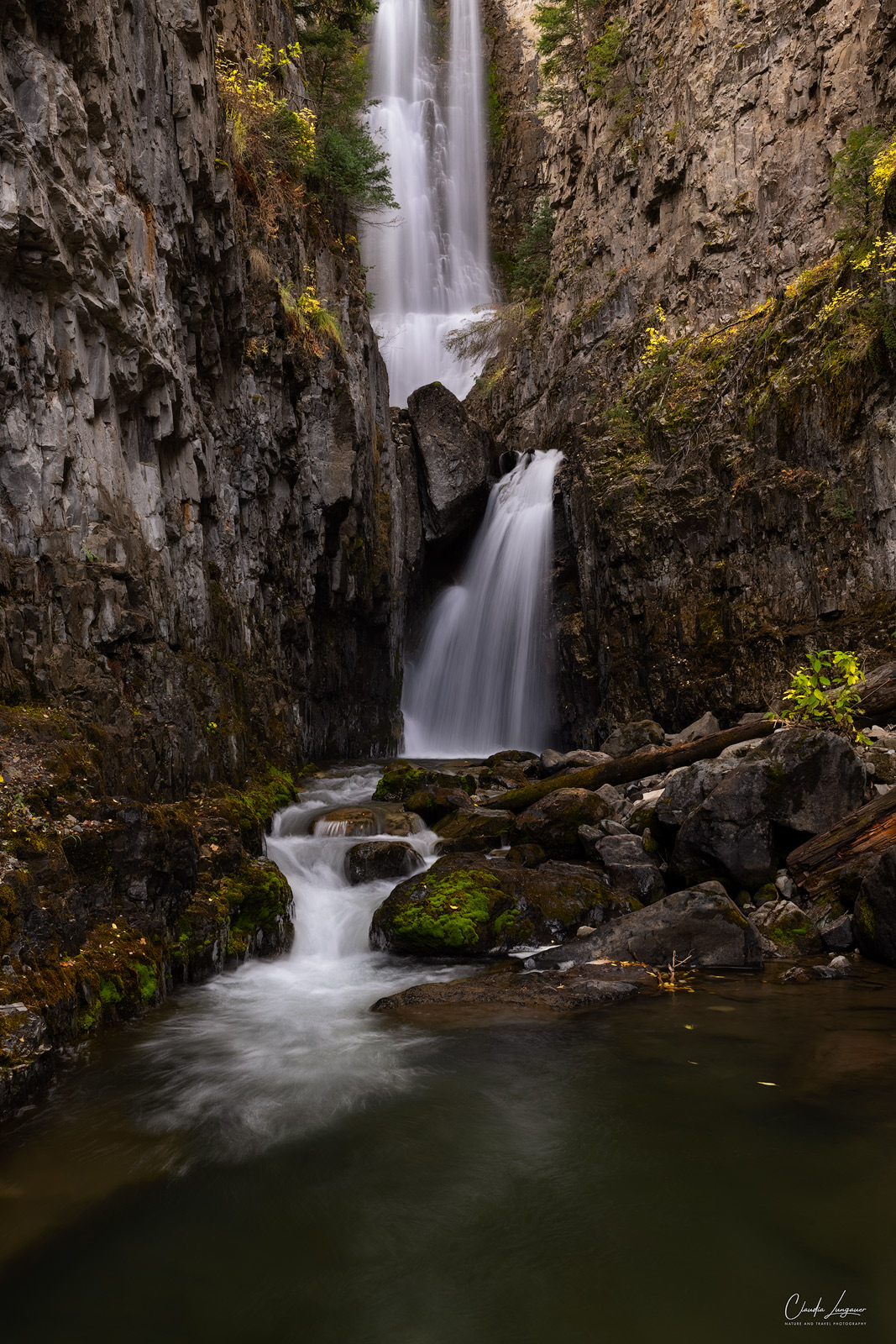 View of Mystic Falls in the San Juan National Forest south of Telluride.