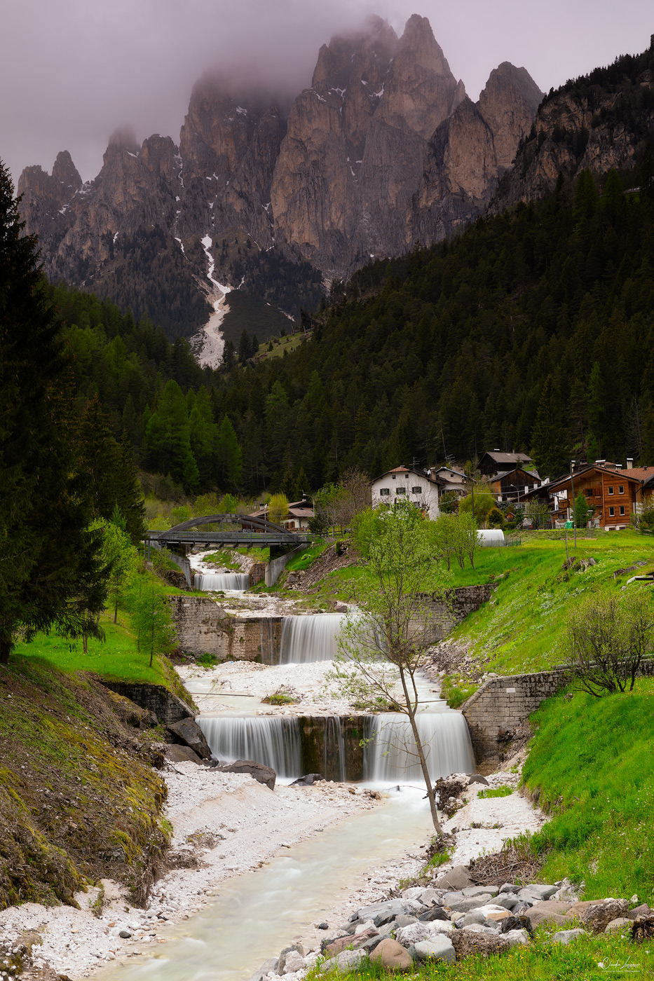 View of The Dolomites Mountains in South Tyrol in Italy.