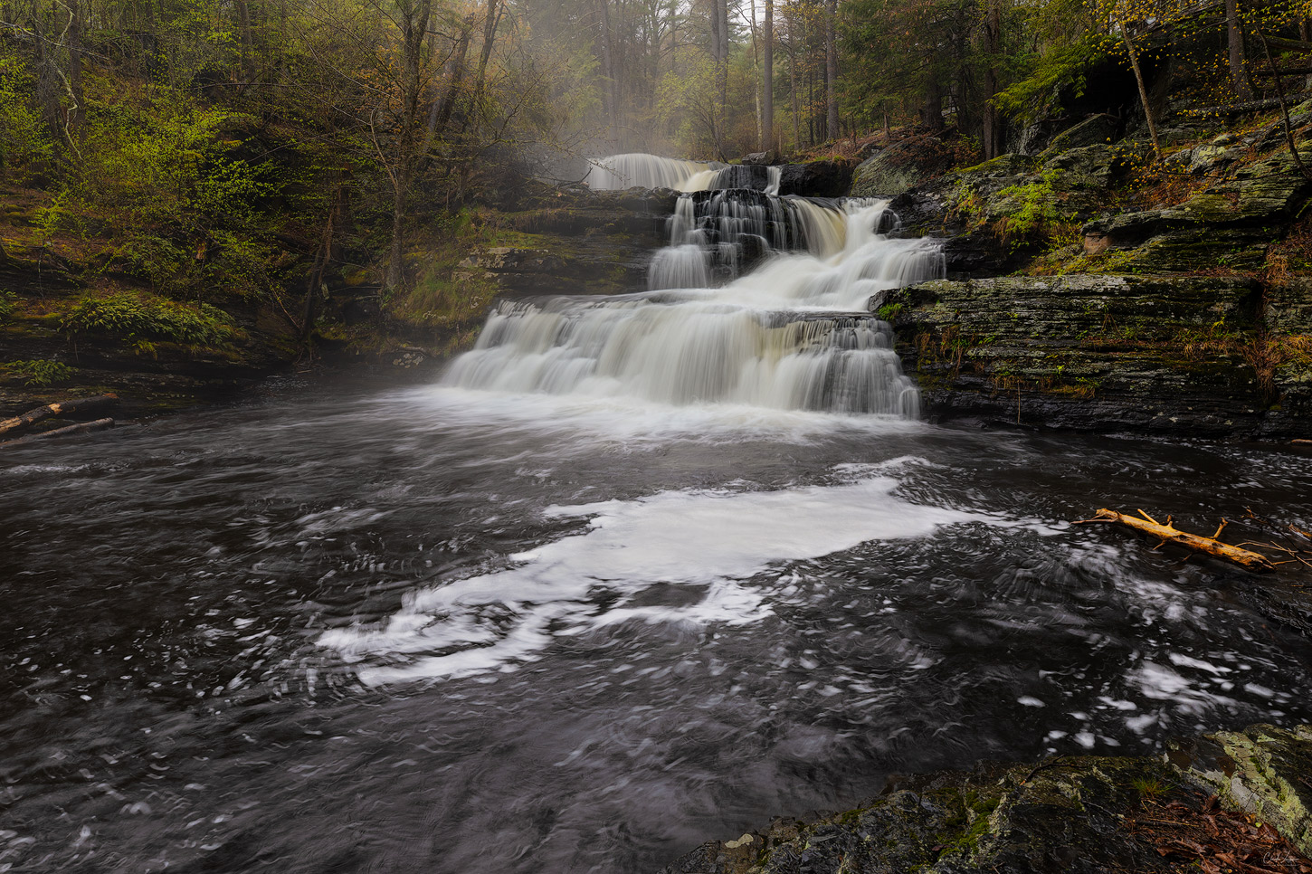 View of falls at W. Childs Park in Delaware Township in Pennsylvania.