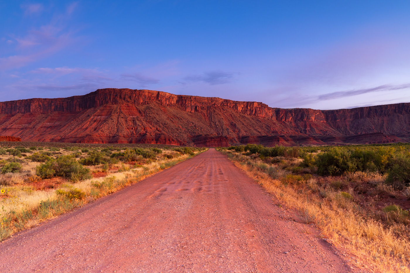 View of Red Rock Formations near Moab in Utah at sunrise.