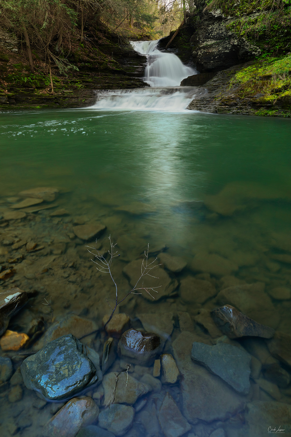 View of Old Mill Falls in Enfield upstate New York.