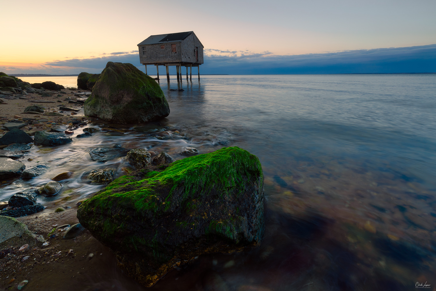 View of House on Stilts in Long Island in New York.