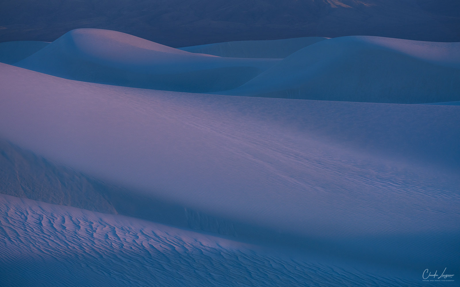 Sunset at White Sands National Park in New Mexico.