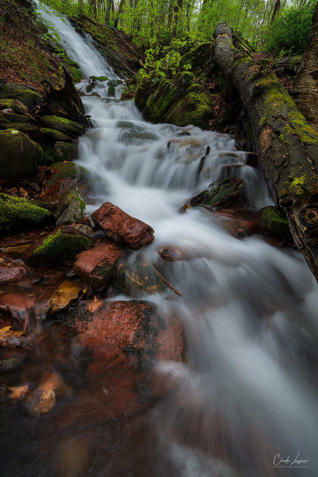 View of unknown waterfall at the Delaware Water Gap in New Jersey.