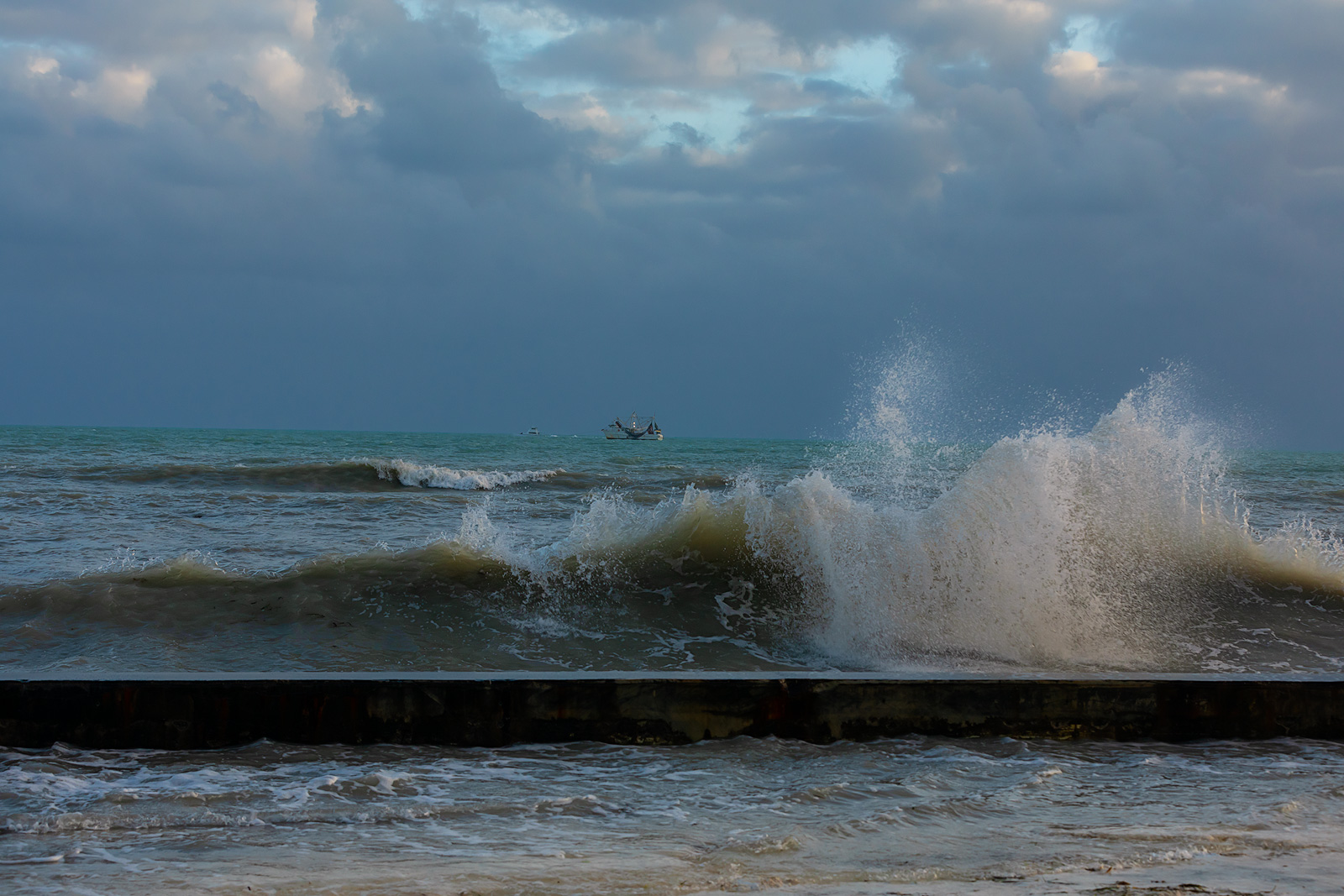 Large waves at Key West's beach on the Florida Keys.