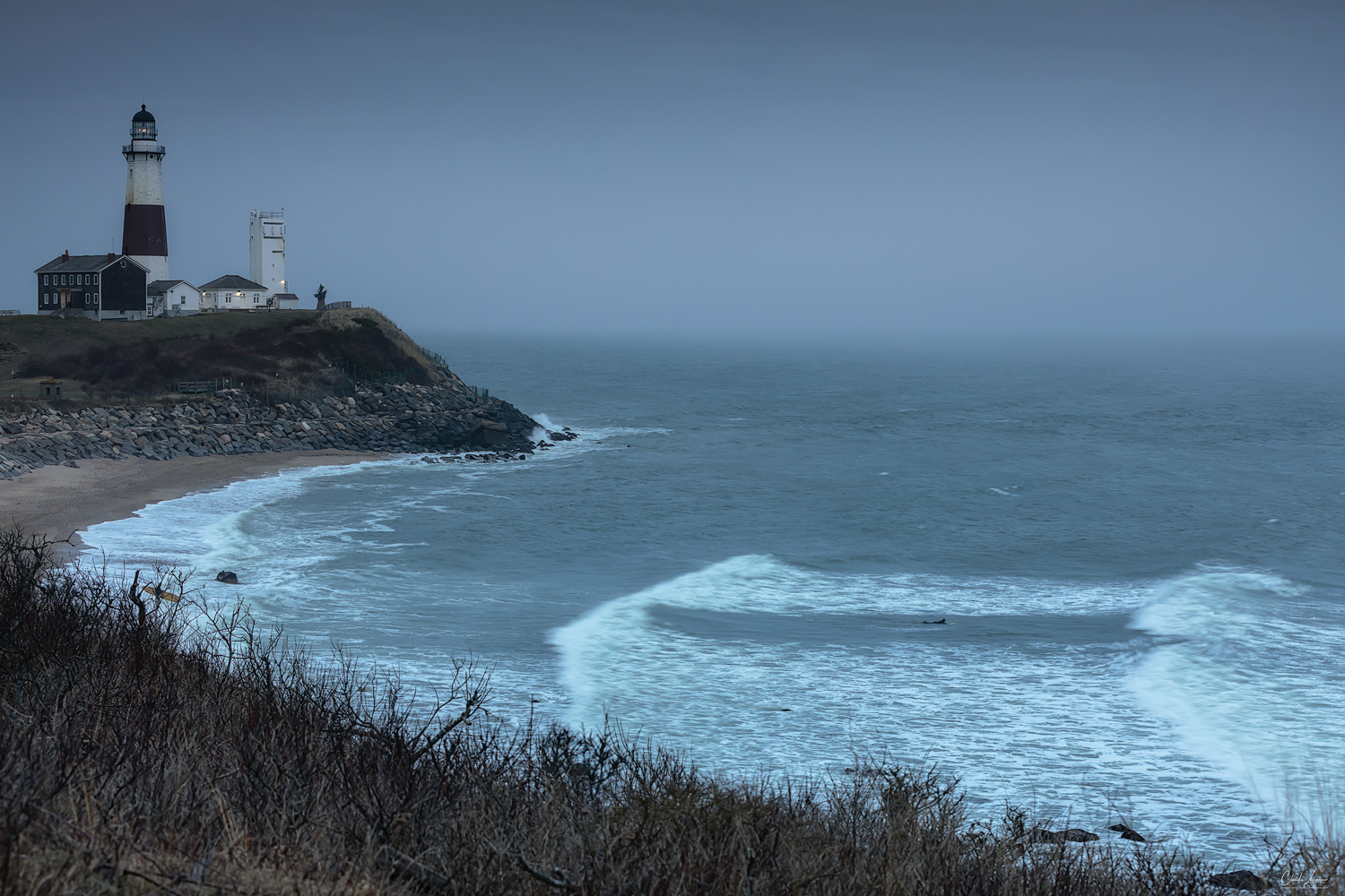 View of Montauk Point Lighthouse in New York.