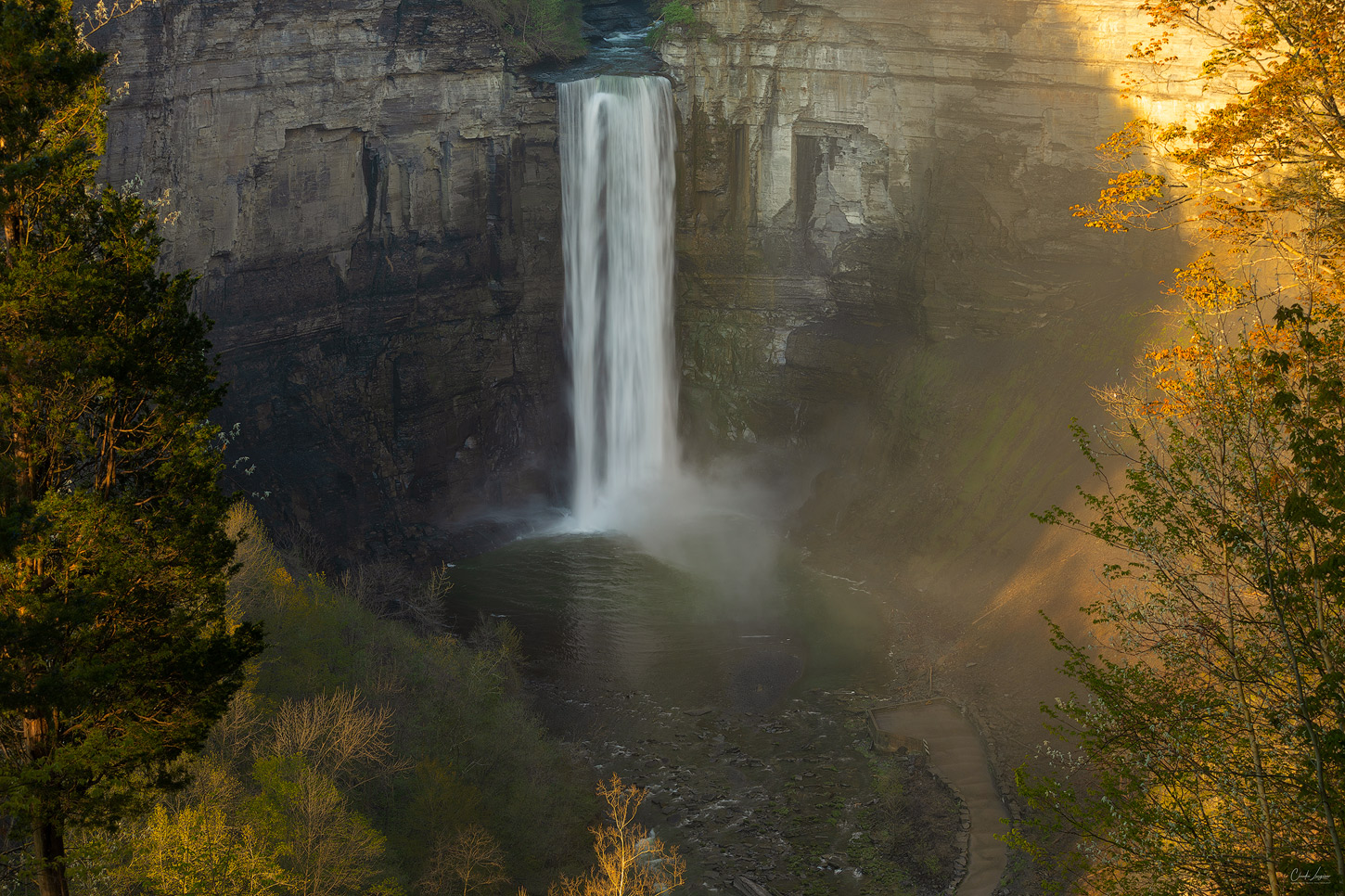 View of Taughannock Falls from the overlook at Taughannock Falls State Park in New York.