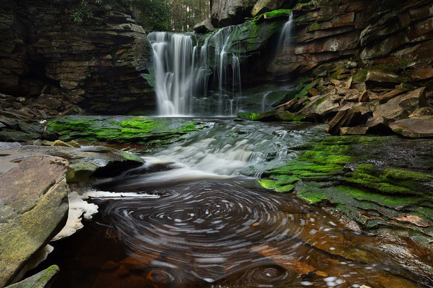 View of Elakala Falls at Blackwater Falls State Park in West Virginia.