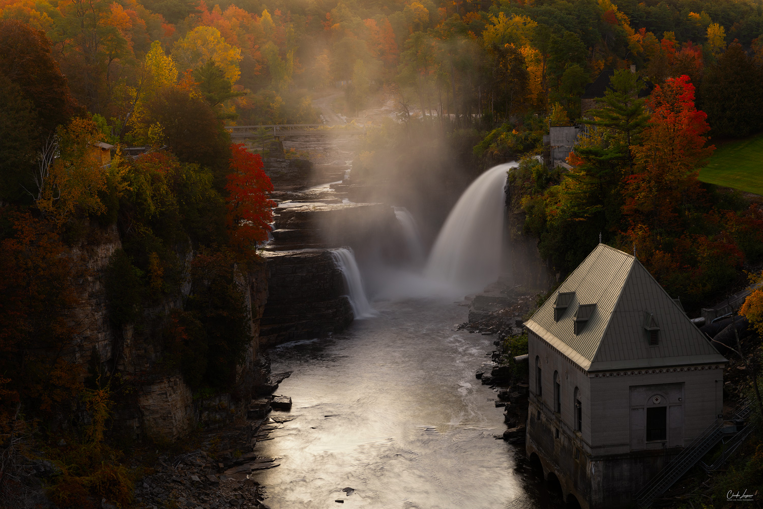 View of Rainbow Falls at Ausable Chasm Upstate New York near the town of Keeseville.