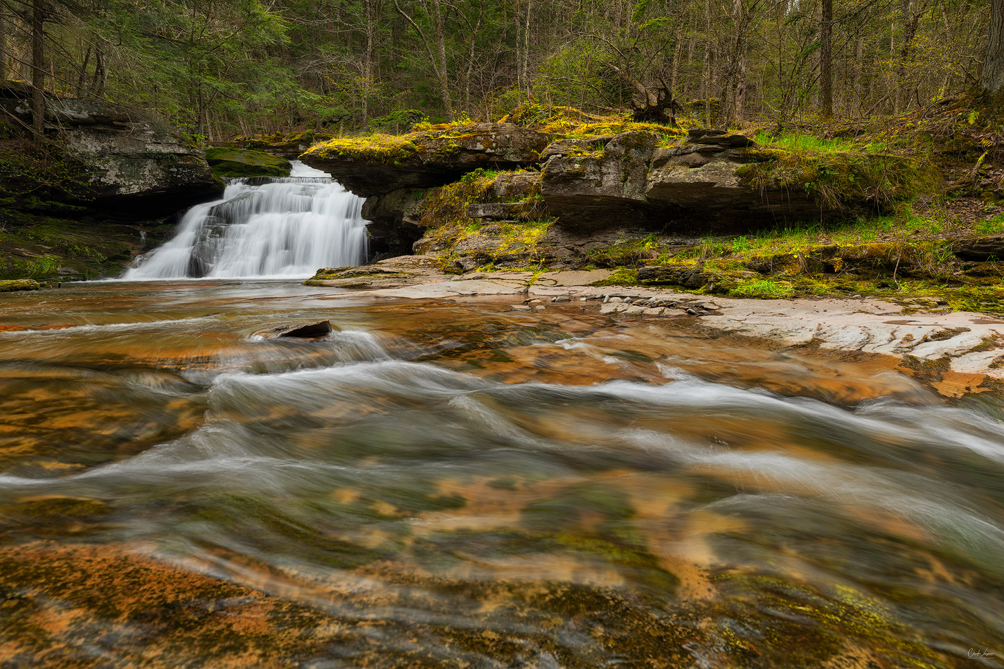 View of Tompkins Falls in Delaware County in New York.